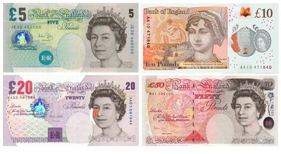 Notas e moedas de Libra Esterlina